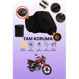 Resim Dokaca Siyah Kilit ve Arka Çanta Uyumlu Kuba KH150-12D Uyumlu Motosiklet Brandası, Koruyucu Örtü 