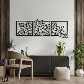 Resim NR Dizayn (398) Yaprak Detaylı 3'lü Metal Tablo 69 X 24.5 
