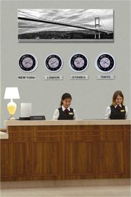 Resim Platin Saat 36 Cm Beyaz Metal 4 Adet Set Otel Dünya Saati 