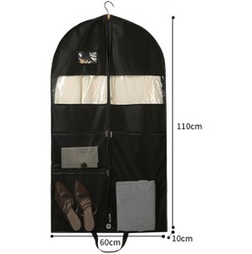 Resim Springsun Büyük Boy Elbise Koruma Kılıfı - Çoklu Cep Ve Askılı Gardırop Düzenleyici 110 Cm Siyah 