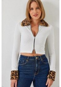 Resim Shade Kadın Leopar Peluşlu Fermuarlı Hırka 60261015 - Beyaz 