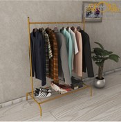 Resim Metallica Concept Dikdörtgen Goldenrod Konfeksiyon Elbise Askılığı Butik Elbise Askısı 