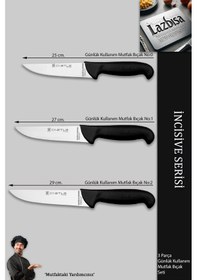 Resim İncisive Serisi Mutfak Bıçak Seti Et Sebze Bıçağı 3 Parça Mft-247 Siyah 