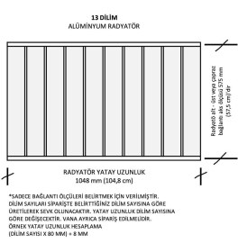 Resim Alurad Alüminyum Panel Radyatör Klasik 600X13 Dilim Ral 7016 Radyatör 
