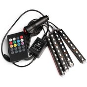Resim caraks Araç Ayak Altı Led Lamba 12 Led 4 Lü RGB Araç Içi Müziğe Duyarlı Aydınlatma Kumandalı 12 LED 4 Lü 