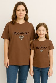 Resim SVART WEAR MAMA MINI Leopar Anne Kız Kombin Tişört Takımı T-Shirt Twin Anne Kız Çocuk Oversize (TEKLİ FİYAT) 