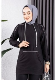 Resim Biyeli Kapşonlu Spor Takım Siyah Siyah 