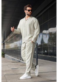 Resim Madmext Boyalı Gri Düğmeli Basic Erkek Gömlek Pantolon Takım E7335 Boyalı Gri 