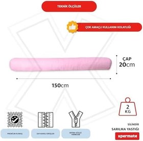 Resim XPERMATE Sarılma Yastığı, Uyku Yastığı, Bacak Arası Yastık Silindir 150 x 20(Pembe) 