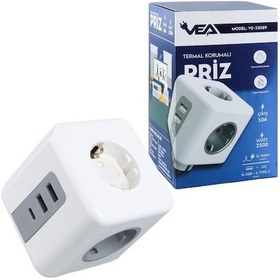 Resim Vea Ve-23089 3 Soketli 2xusb+type-c Çocuk Ve Termal Korumalı Priz 