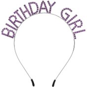 Resim Mor Renk Kristal Taşlı Parlak Birthday Girl Yazılı Taç 16x17 Cm 