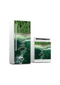 Resim Buzdolabı Ve Bulaşık Makinası Beyaz Eşya Sticker Kaplama Yeşil Deniz 