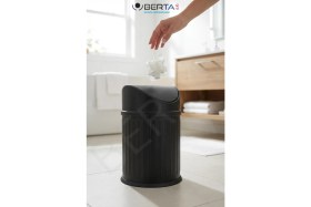 Resim Berta Hijyen Vintage Krem Sallanır Kapaklı Banyo ve Mutfak Çöp Kovası - Dekoratif Pratik Tasarım Çöp Kutusu 