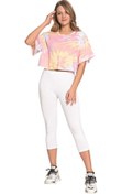 Resim kecelemecele punch Beyaz Penye Likralı Kapri Tayt Beyaz 