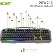 Resim Acer Okw213 Gri Rgb Rainbow Backlit Gaming Keyboard Rainbow Kablo Uzunluğu 1,5mt 