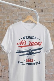 Resim MYADA Nevada Air Races 1962 Yazılı Uçak Yarışları Baskılı Oversize Tişört 