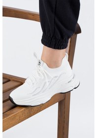 Resim Guja İthal Özel Seri Taş Detaylı Triko Kadın Spor Ayakkabı 24y309 Beyaz-beyaz Beyaz 