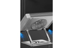 Resim TechnoStation Laptop Standı Alüminyum Soğutmalı Mıknatıslı Harici Fanlı 360 Derece Döner Ayarlı Ergonomik Stand 