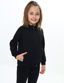Resim Toontoy Kız Çocuk Dik Yaka Fermuarlı Cepli Reglan Kol Örme Hırka - 2 İplik 