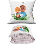 Resim Love 9 Tv Battaniyeli Opsiyonel Dekoratif Araç İçi Yastık Çok Renkli 