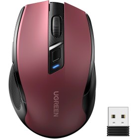 Resim Ugreen 4000 DPI Ergonomik Sessiz Kablosuz Optik Mouse, Kırmızı, 25752 