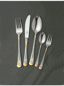 Resim Bianca Mat Altın Solingen 96 Parça Kutulu Çatal Kaşık Bıçak Seti Altın 