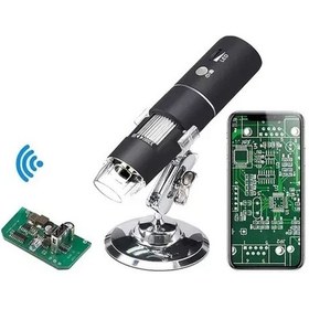 Resim Wezone Usb Kablosuz Dijital Mikroskop 1000x - 2mp Ultra Kaliteli Görüntü - Wi-fi İle Telefon Bağlantısı - Taşınabilir Endüstriyel Büyüteç - Siyah 