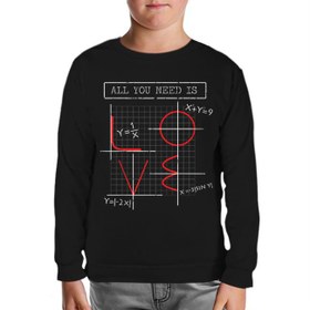 Resim Love Math Siyah Çocuk Sweatshirt 