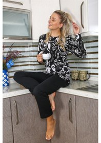 Resim Akbeniz Kadın Uzun Kol Penye Pijama Takım 4171 - S Siyah 