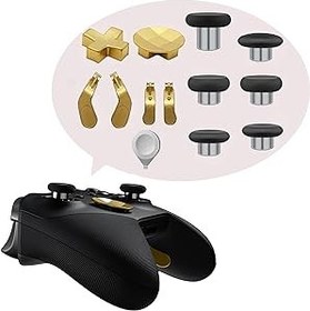 Resim EASEGMER Xbox One Elite Serisi 2 için Metal Parmak Çubukları, 13'ü 1 Arada Yedek Manyetik Düğme Kiti Metal Mod 6 Swap Joystick, 4 Kürek, 2 D-Ped, 1 Ayar Aleti (Altın) 