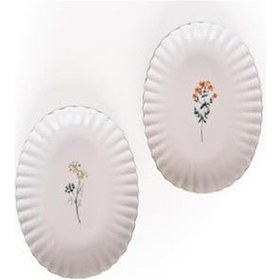 Resim Porselen Tiny 2 Parça 24 Cm Kayık Tabak Açık 