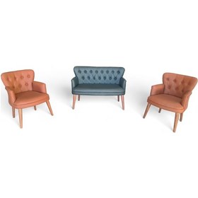 Resim Ahşap Ayaklı Kollu Deri Ofis Koltuk Takımı Büro Mobiyası 