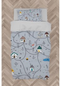 Resim Mekta Home Bebek Ve Çocuk Odası Küçük Evler Ve Yol Desenli Nevresim Takımı 