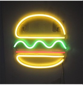 Resim Hamburger Neon Işık Neon Tabela Parti Düğün Doğum Günü Fast Food Dükkanı Restoran Duvara Asma ... Renkli 