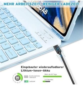 Resim M.TK moveteck Samsung Galaxy Tab A9 8.7 İnç Uyumlu Bluetooth Özellik Standlı Kalem Bölmeli Klavyeli Kılıf SM-X110, pembe, Tek Ebat, keyboard-a98.7-pembe 