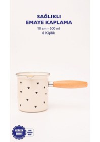 Resim Black Cupid Emaye Ahşap Saplı Cezve 500ml-6 Kişilik 
