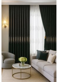 Resim Pano Fon Perde Zümrüt Yeşili Fon Perde Sık Pile 1/3 Tek Kanat Zümrüt Yeşili 