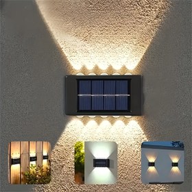 Resim 10 adet LED Güneş Duvar Lambası Seti - Ev Dekoru için Dış Mekan Ambiyans Aydınlatması, Yarı Yükseltilmiş Montaj ile Kolay Kurulum, Güneş Şarjlı Nikel Pil, Kapasite, Veranda, Bahçe ve Dış Mekan için İdeal, Dış Mekan Duvar Aydınlatması | Modern Duvar Lambası | Güneş Şarjlı Lambalar 