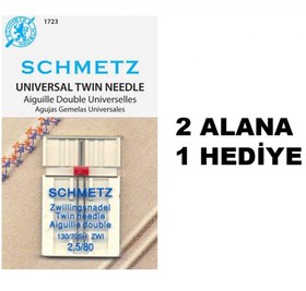 Resim Schmetz Nervür Çiftli Ev Tipi Dikiş Makine İğnesi 2.5 Mm Schmetz