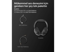 Resim Spigen Audio Kulak Üstü P10 Bluetooth Kablosuz Kulaklık ANCPro Aktif Gürültü Engelleme 60 Saat Pil ASD09691 