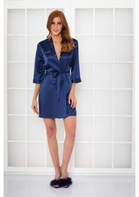Resim Pierre Cardin Saten Kısa Tek Sabahlık 1010 Lacivert 001 