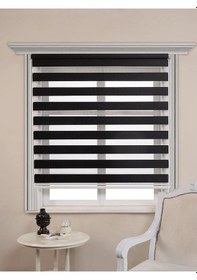 Resim Siyah Bambu Zebra Stor Güneşlik Perde Etek Dilimsiz Alüminmyumkasa Siyah 