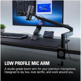 Resim Wave Düşük Profil Mikrofon Taşıyıcı Kol, 360 Derece Yatay & 90 Derece Diker Ayarlama, Kablo 