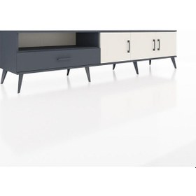 Resim Hyperion Tv Ünitesi 3 Raflı Tek Çekmeceli 3 Kapaklı 220x44x51 Antrasit-aytaşı/antrasit Aytası/antrasıt - Antrasıt 