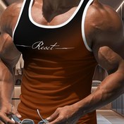 Resim Erkekler için Renkli Dizaynlı "Reset" Baskılı Spor Atletik Atletik Üst - Ayarlanabilir Askılılar ile Kolsuz Egzersiz Yeleği, Güç ve Stil için Nefes Alabilen Yaz Spor ve Eğitim Gömleği, Güç Eğitimi Giyim, Modern Fitness Giyim, Dayanıklı Kumaş 