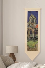 Resim Van Gogh Duvar Halısı, Sanat Serisi Dekor, 100cm Kanvas Flama Askılı Duvar Örtüsü NO:746 - Renkli - 17 / 30 x 100 