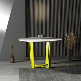 Resim Gramlan Yuvarlak Yemek & Toplantı Masası - Sarı 