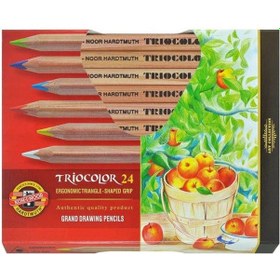 Resim Koh-i Noor Triocolor Kalın Kuru Boya Kalemi 24 Renk Üçgen Gövde 