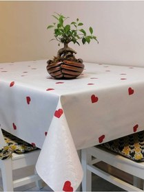Resim Elyaflı Pvc Muşamba - Desenli Silinebilir Masa Örtüsü 02mrl076g Beyaz 