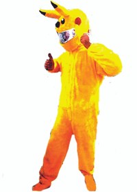 Resim kaskmania pikachu motosiklet tulumu peluş pikachu kostüm 